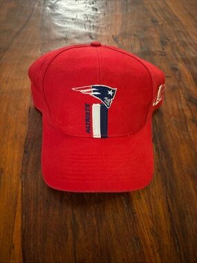 Retro Logo Athletic Red Patriots Baseball Cap with Navy & White Logo